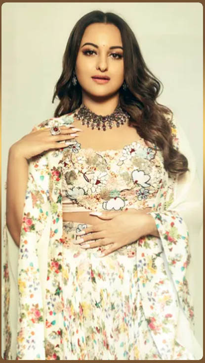 Sonakshi Sinha cuts a statusque figure in the floral Indo-western attire