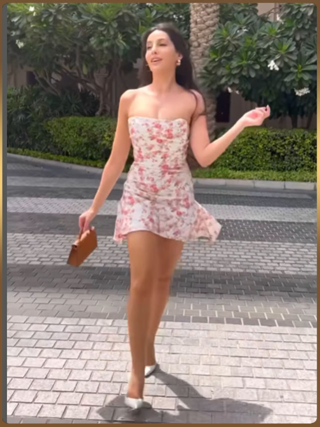 Nora Fatehi looks like an absolute diva in strapless floral dress