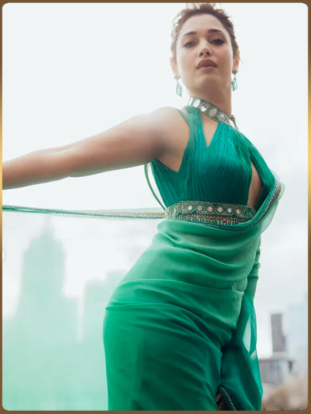 Tamannaah Bhatia looks Ravishing in Green Chiffon Saree
