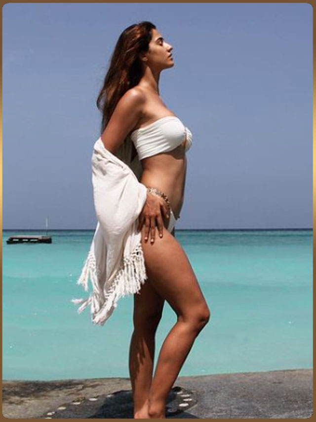 Disha Patani looks stylish in white bikini
