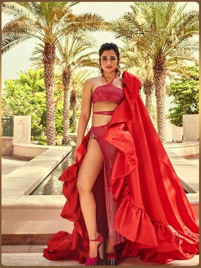 Rashmika Mandanna is having a style moment with the colour red