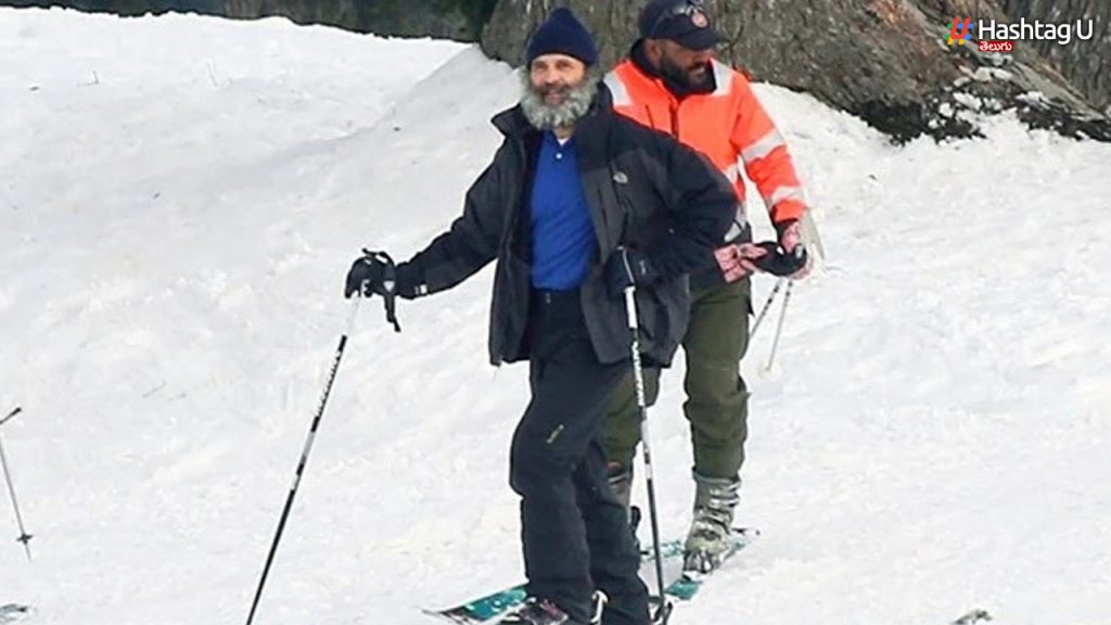 Rahul Gandhi skiing in snow hills in Kashmir..