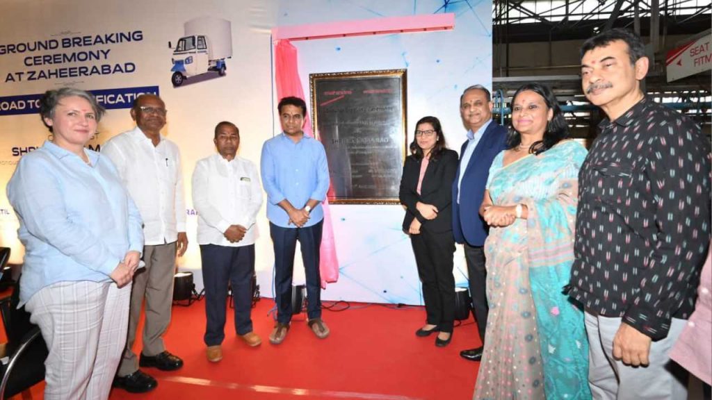KTR did the ground breaking of Mahindra new EV manufacturing line at Zaheerabad