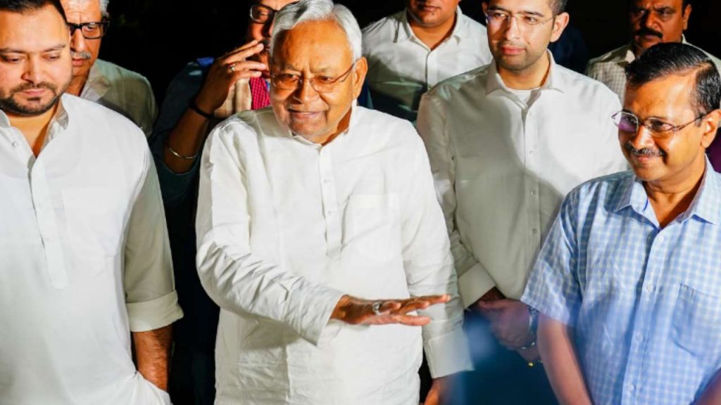Nitish Kumar, Tejashwi Yadav meet Delhi CM Kejriwal for unity among opposition parties