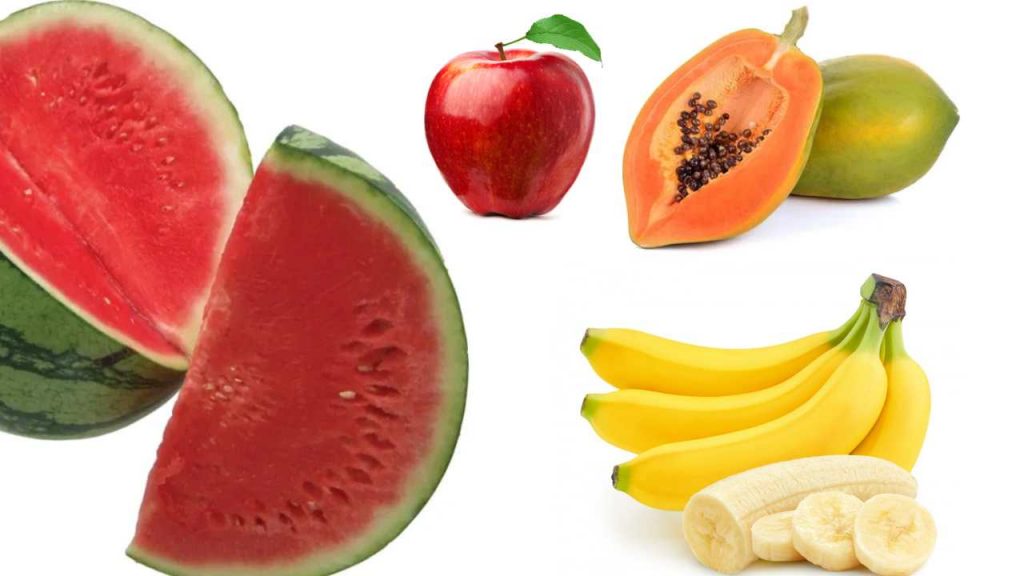 Apple Banana Papaya Water Melon fruits are benfit for health and also Beauty