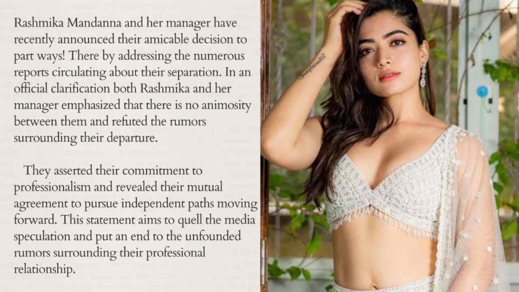 Rashmika Mandanna gives clarity on issues with her manager
