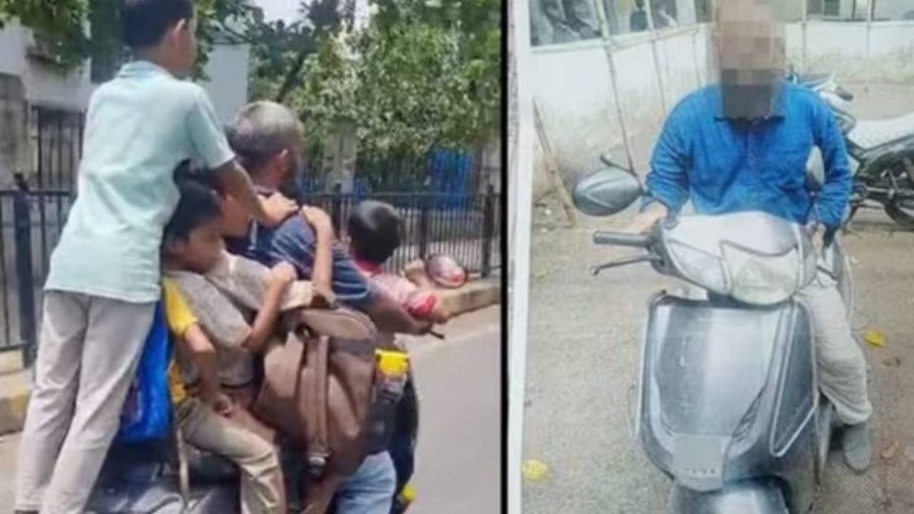Scooter With Seven Children