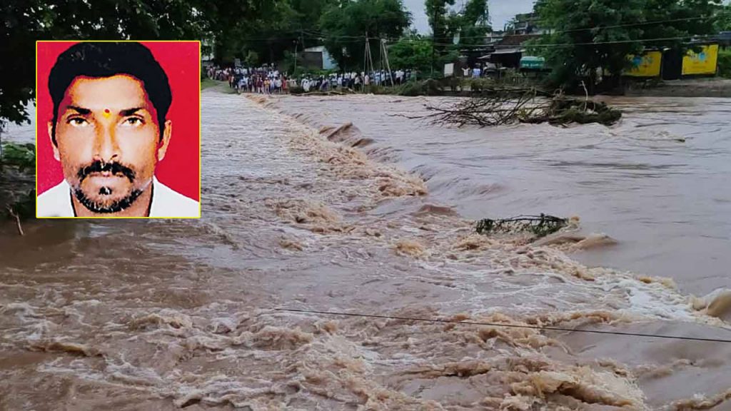 farmer washed away by floods in adilabad district