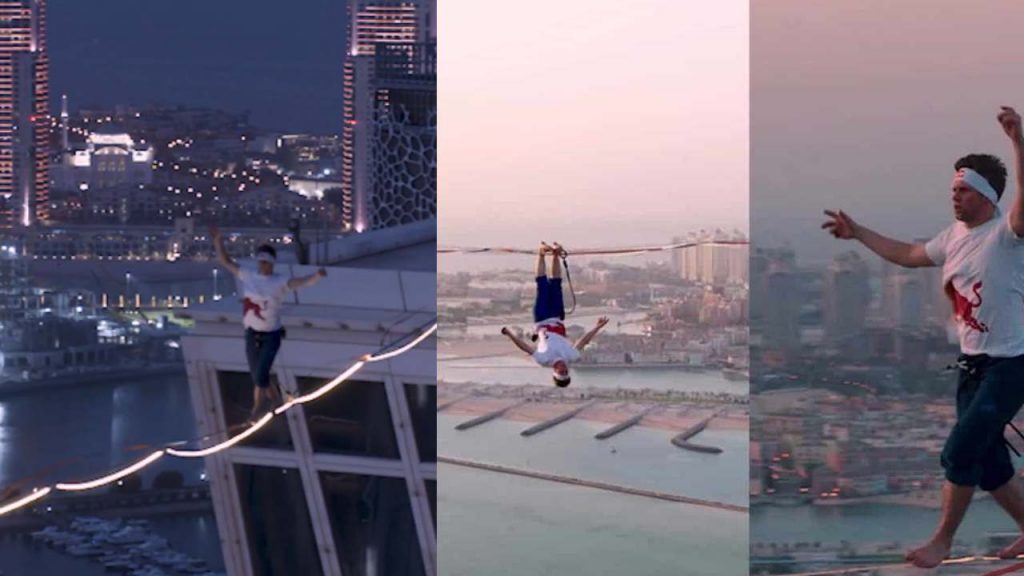 Slackline athlete Jaan Roose Walk Between 2 Biggest Towers in Qatar