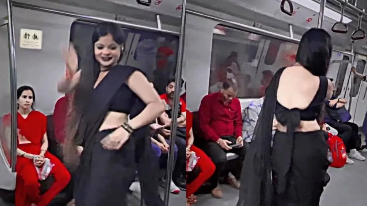 Delhi Metro: ఢిల్లీ మెట్రోలో నల్ల చీర కట్టుకుని అమ్మాయి రీల్స్