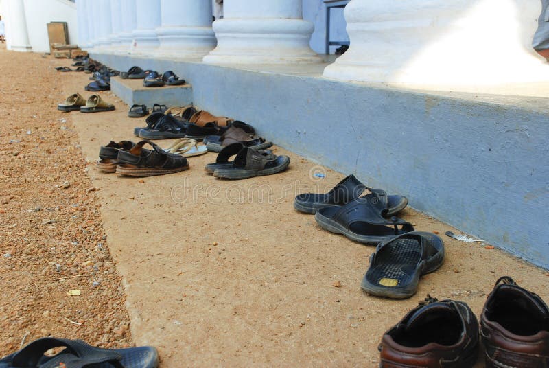 Shoes Outside Hindu Temple Kerala India 46596753