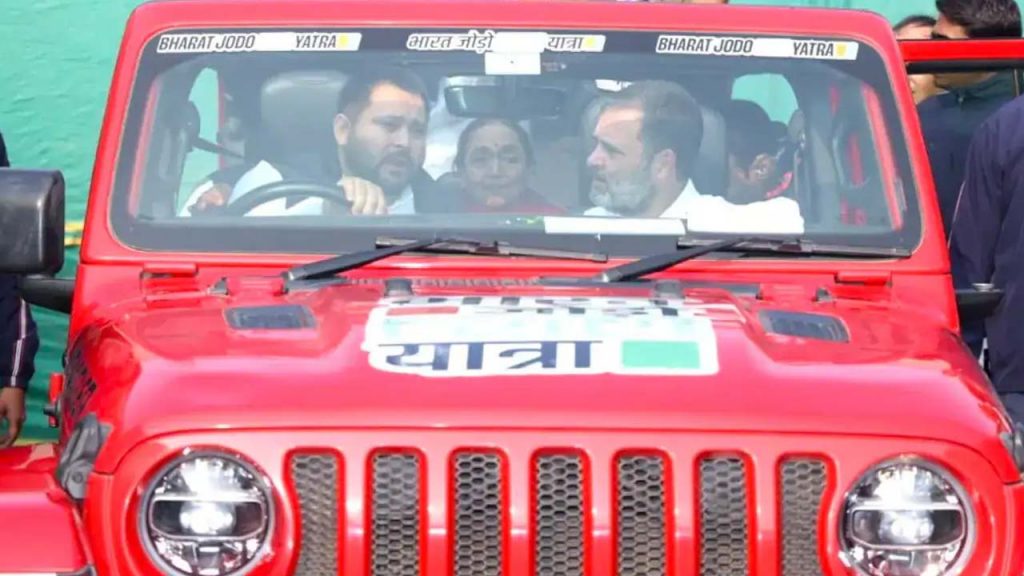 Rahul Gandhi Tours Bihar In Jeep During Yatra, Tejashwi Yadav In Driver's Seat
