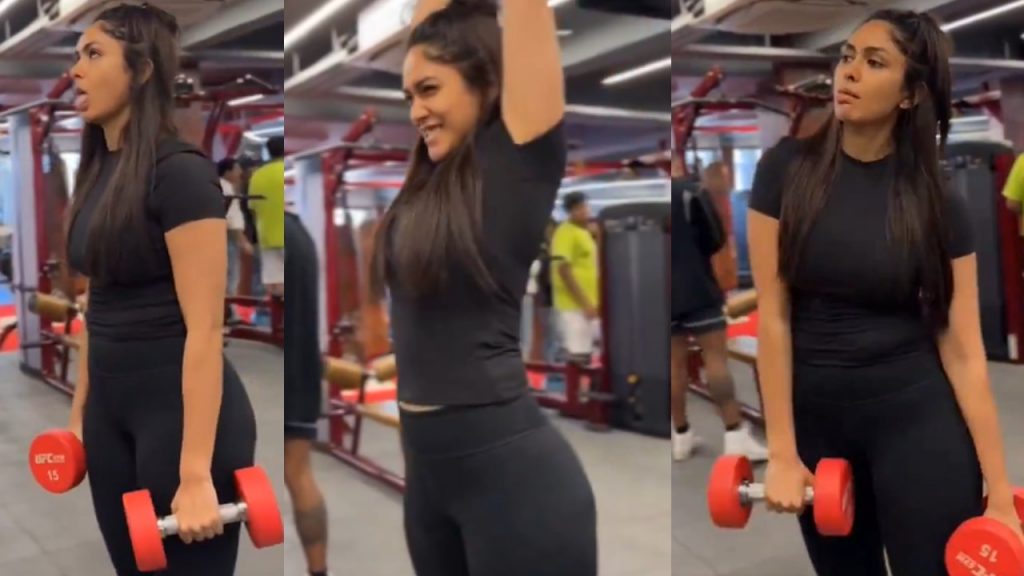 Bollywood Actress Mrunal Thakur Cute Gym Work Out Video Gone Viral