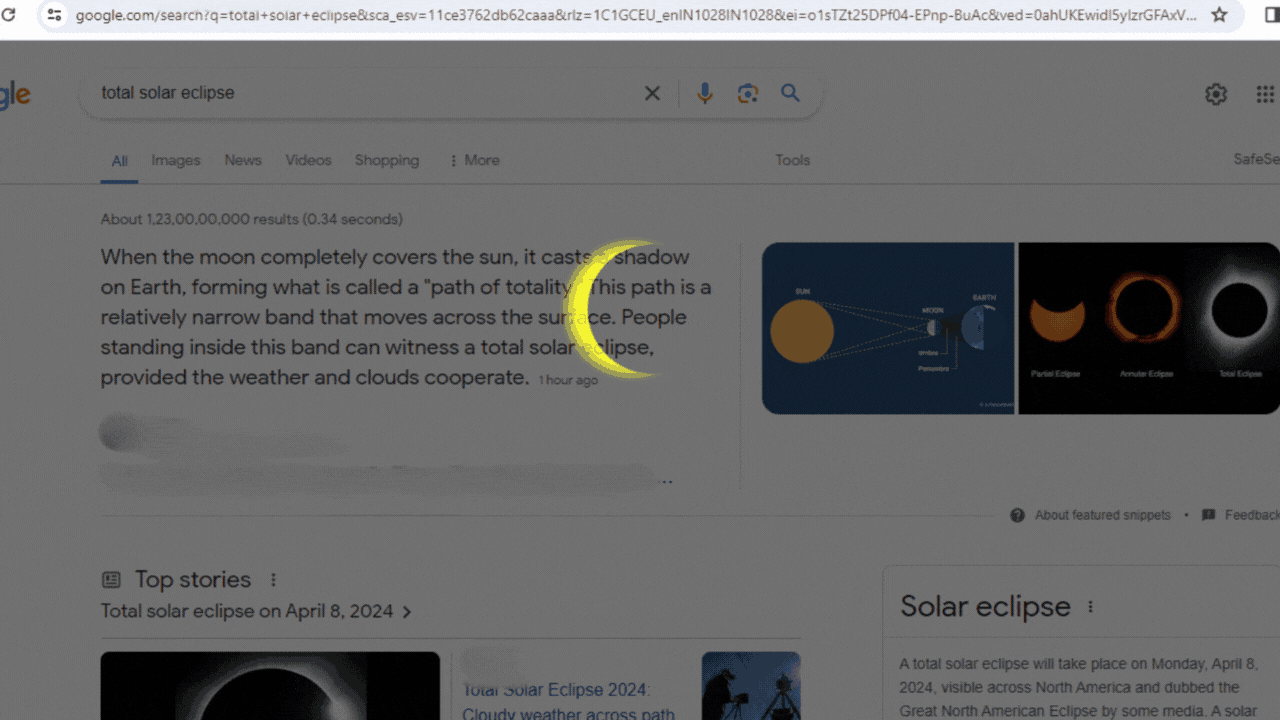 Google Celebrating Solar Eclipse: సంపూర్ణ సూర్యగ్రహణాన్ని ప్ర‌త్యేక యానిమేష‌న్‌తో సెలెబ్రేట్ చేస్తున్న గూగుల్‌..!