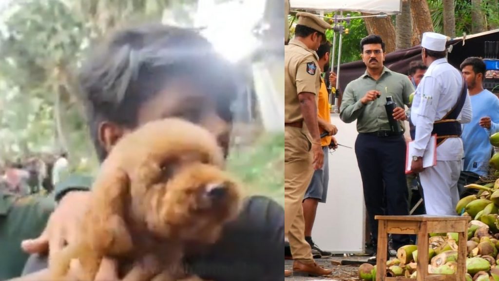 Ram Charan Fans Take Selfie With His Pet Dog Rhyme In Game Changer Shooting Sets