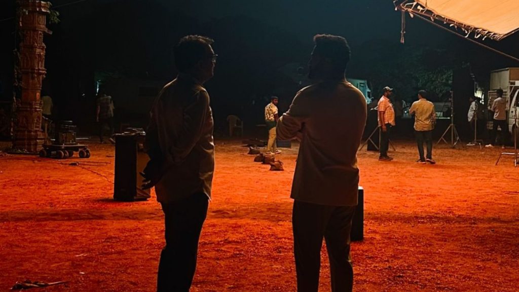 NTR Shares Devara Shooting Set Photo With Koratala Siva