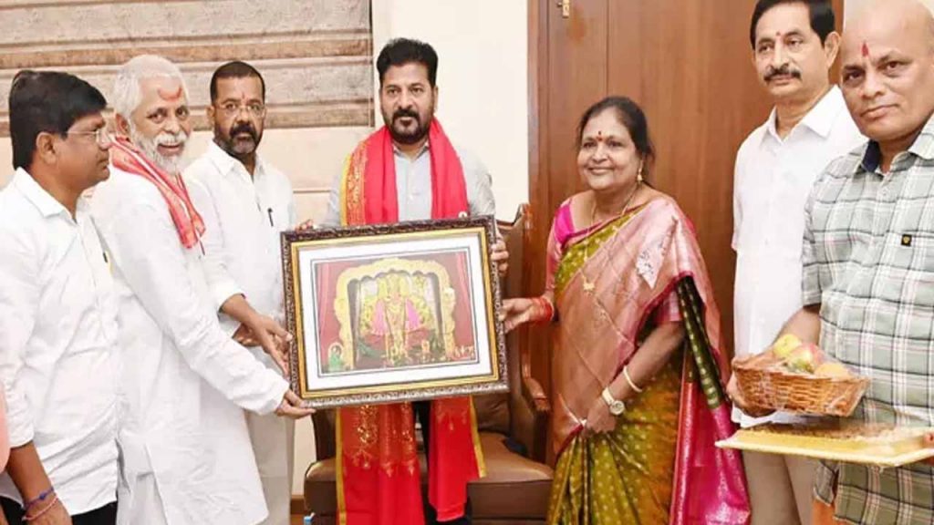 Invitation to CM Revanth Reddy for Bhadrakali Sharan Navaratri celebrations