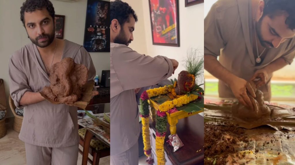 Vishwak Sen Prepared Soil Ganapathi for Vinayaka Chavithi Video goes Viral