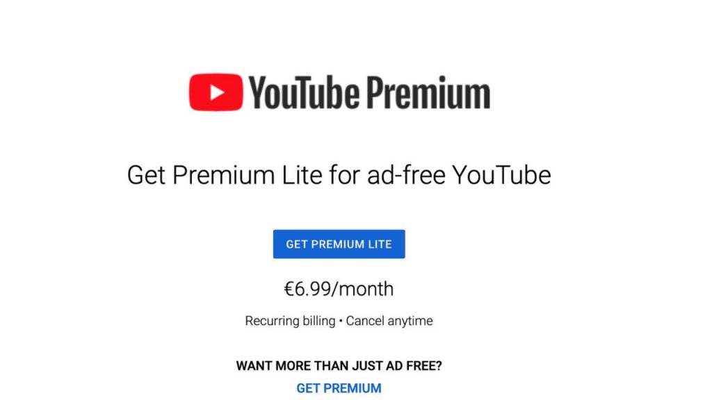 Youtube Premium Lite Ad Free Video Streaming Subscription