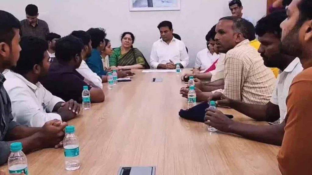 brs-working-president-ktr-meet-group-1-candidates-at-telangana-bhavan