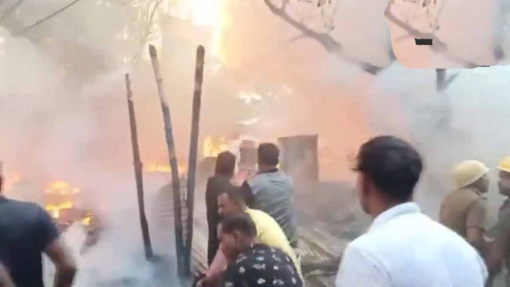 A huge fire broke out in Sandhya Bazar..Many shops were gutted