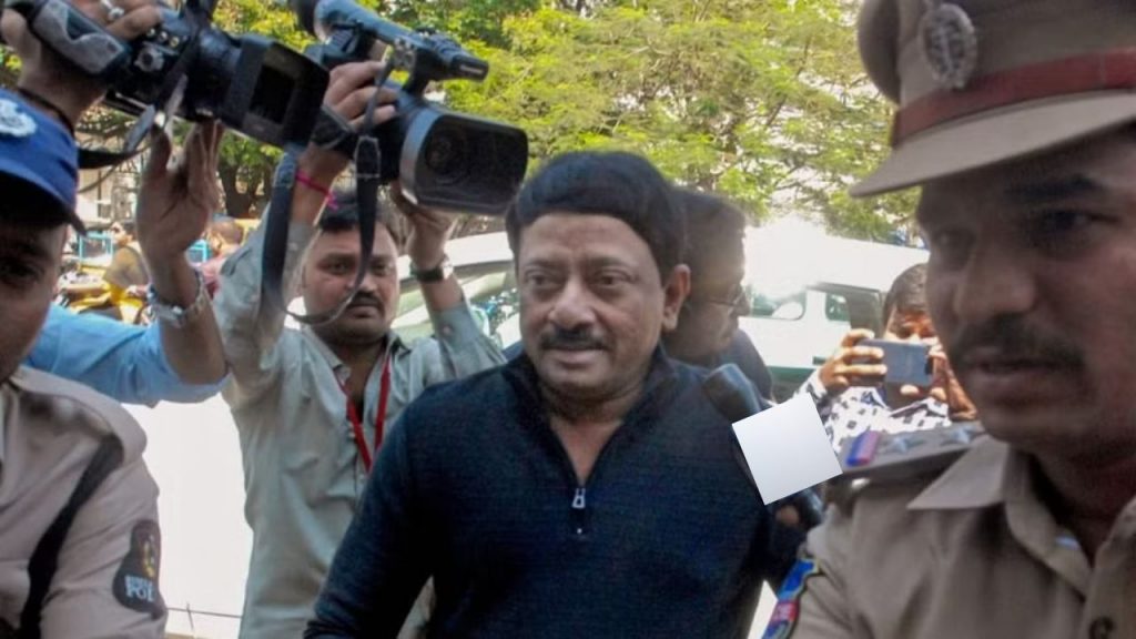 Ram Gopal Varma AP police at his Hyderabad residence