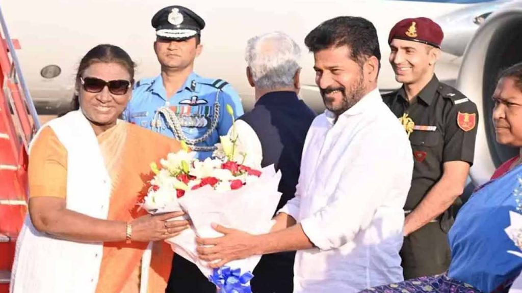 Governor Jishnu Dev Verma and CM Revanth Reddy extended a warm welcome to the President