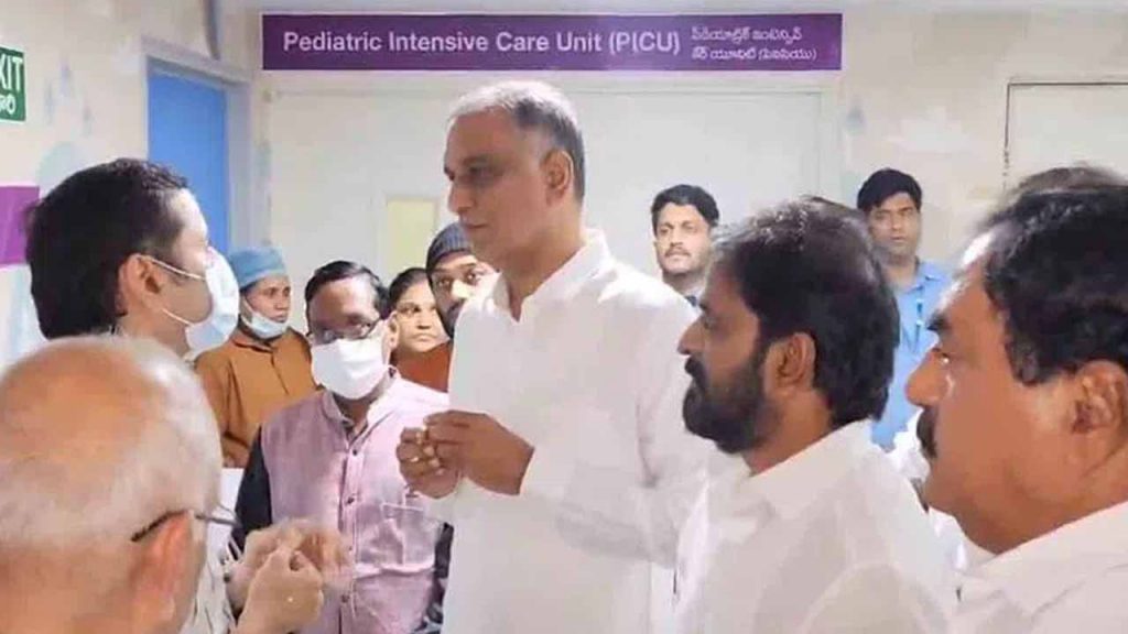 Harish Rao visits sritej in kims hospital