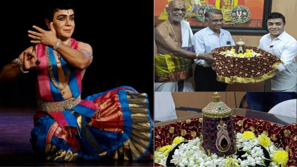 Muslim Bharatanatyam Artist Zakir Hussain 600 Diamonds Crown Trichy Temple Tamil Nadu