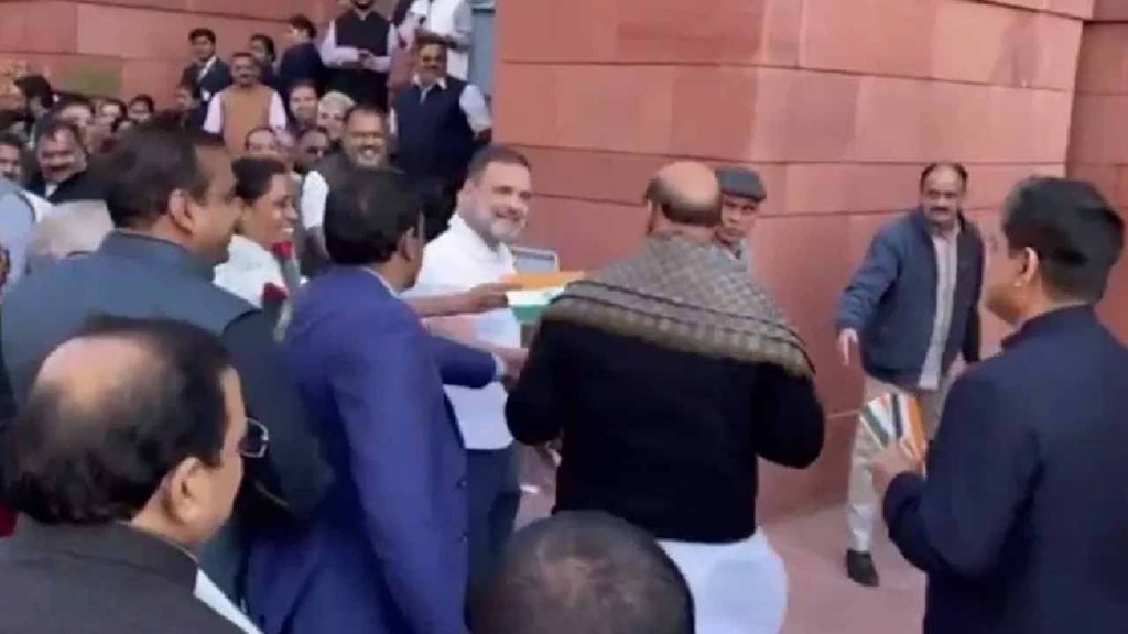 Rahul Gandhi innovative protest in the Parliament premises..