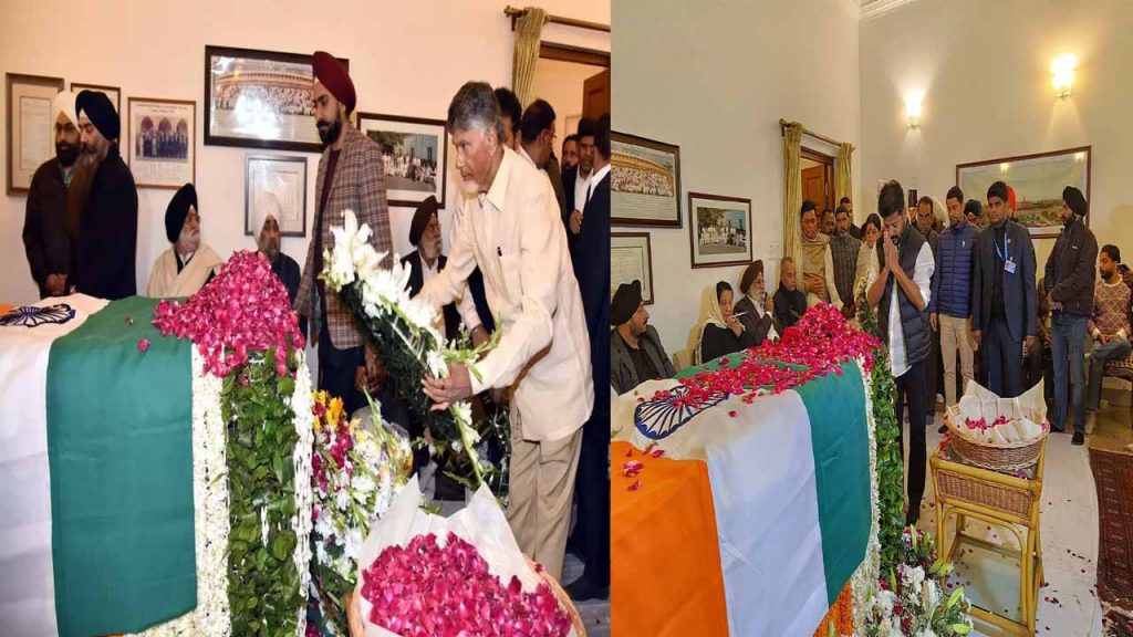 Telugu CMs pay tribute to Manmohan Singh body
