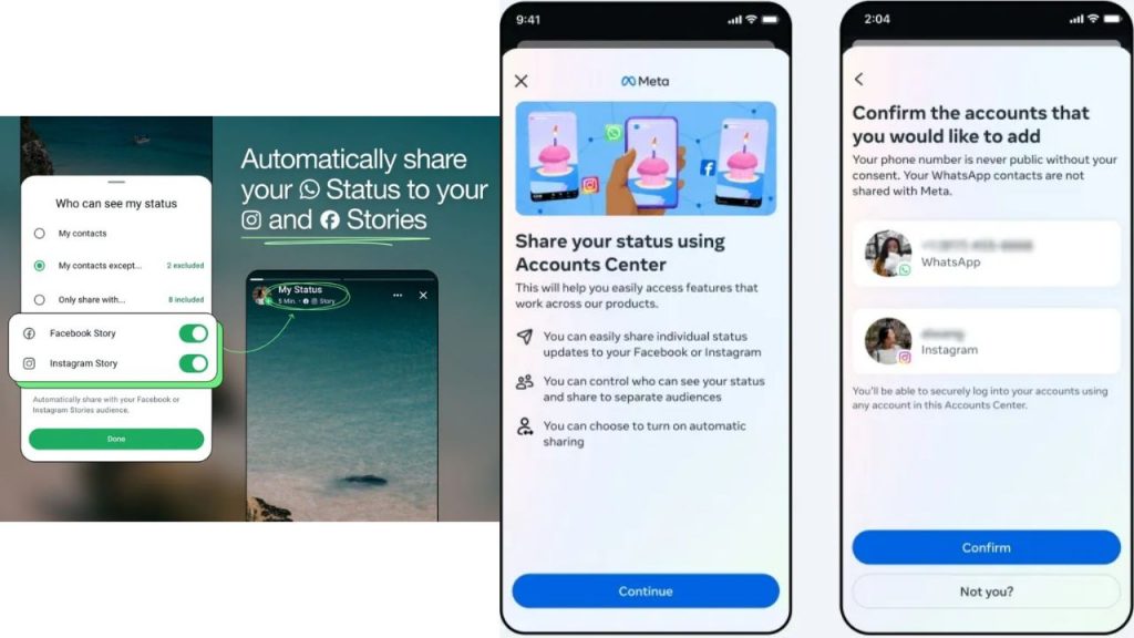 Whatsapp Status On Facebook Instagram Meta Accounts Centre