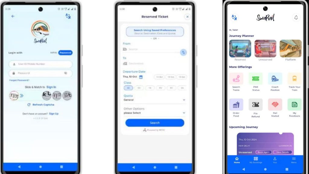 Swarail Vs Irctc Rail Connect Railways Tickets Food Orders