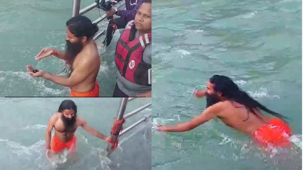 Baba Ramdev Swim Ganges River Ganga River Haridwar