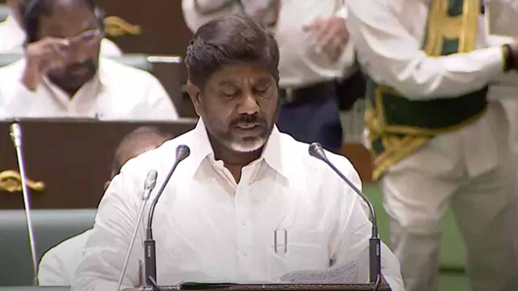 Minister Bhatti Vikramarka presents the budget in the Legislative Assembly.