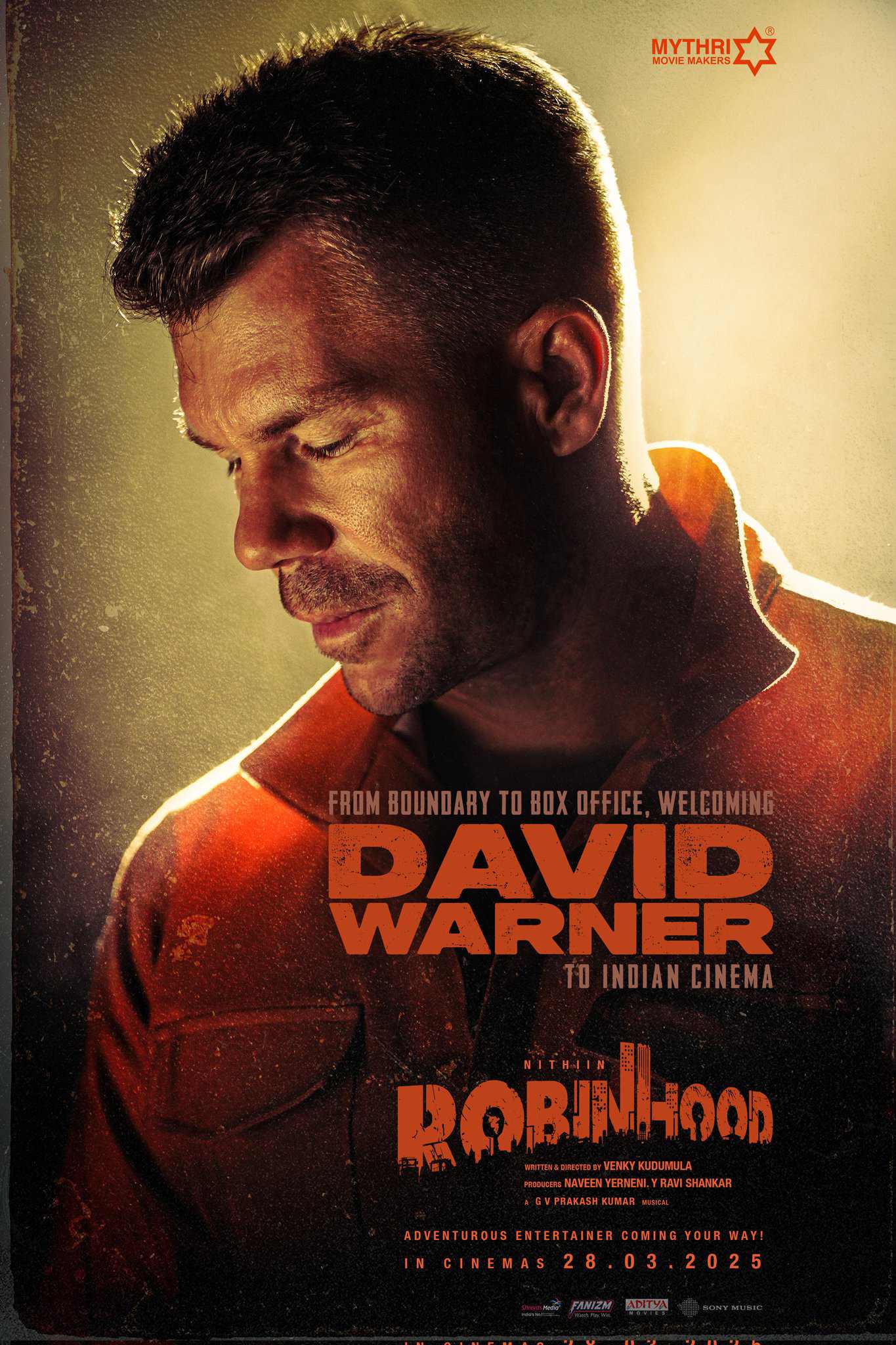 David Warner First Look Released from Nithiin Robinhood Movie