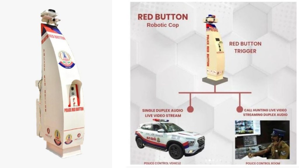 Red Button Robotic Cop Hi Tech Cops Chennai Tamil Nadu Robo Police