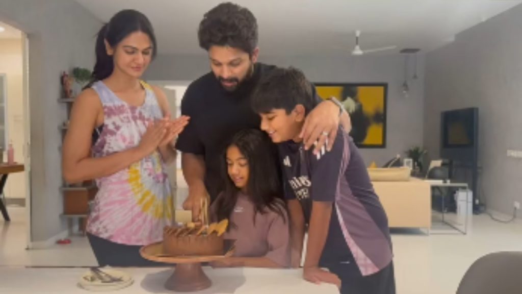 Allu Arjun Birthday Cake Cutting with Family Photo goes Viral