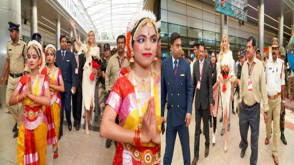 Miss World Christina arrives in Hyderabad.. a grand welcome from officials