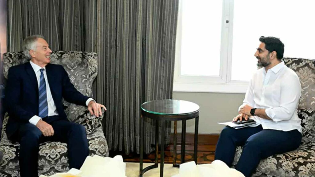 Minister Lokesh meets former British Prime Minister Tony Blair.. holds key discussions on skill development