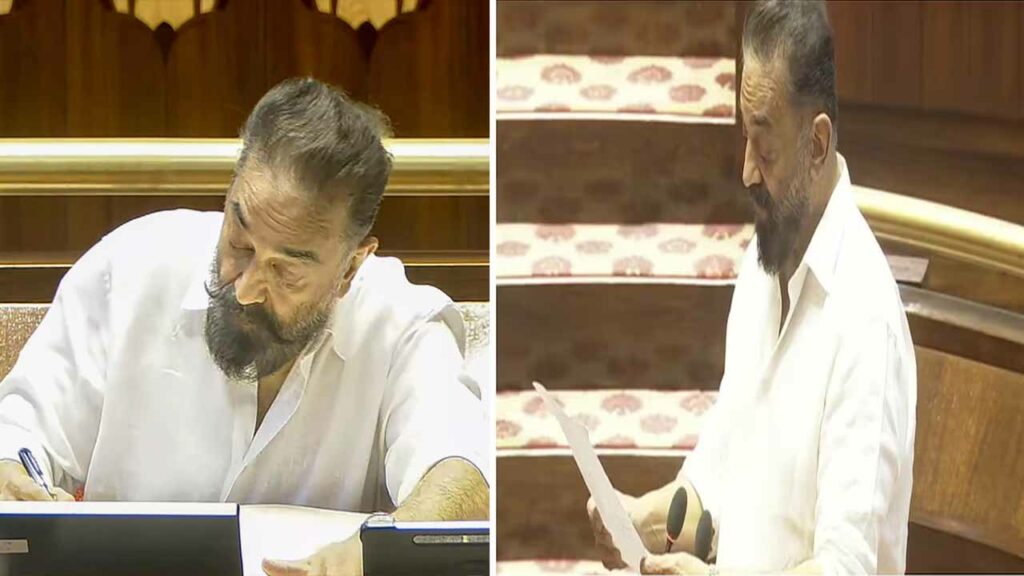 Kamal Haasan takes oath in Rajya Sabha