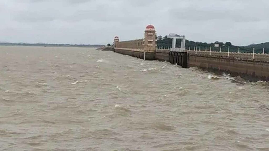 Tungabhadra is surging.. 20 gates of the dam have been lifted.