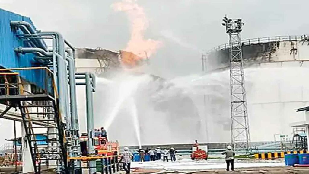 Fire breaks out again at EIPL...Rescue operation with Navy helicopters